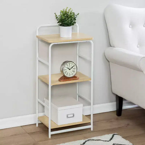 Honey-Can-Do 3 Tier Shelf: White Steel Bookshelf, Decorative Bookcase, Storage Shelves, 60 lb Capacity