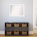 33" x 27" Non-Beveled Corvino White Wood Wall Mirror - Amanti Art: Modern Rectangle, Includes Mounting Hardware