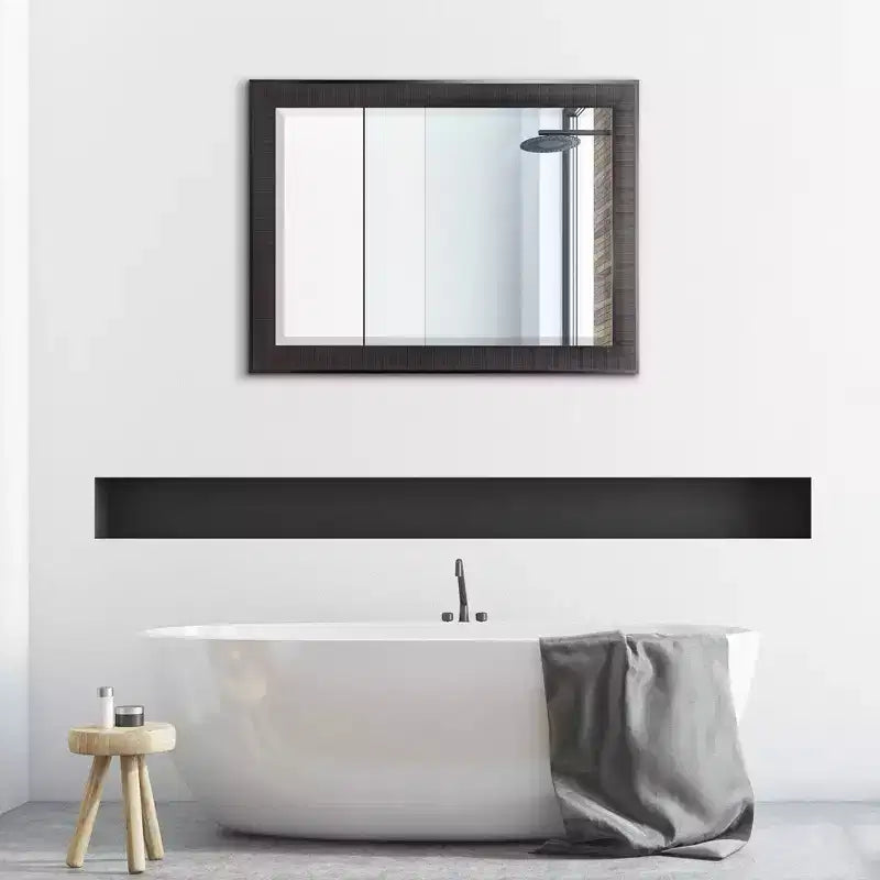 27.5" x 33.5" Rustic Frame Mirror Brown - Head West: Beveled Glass, Polystyrene Frame, Wall Mount