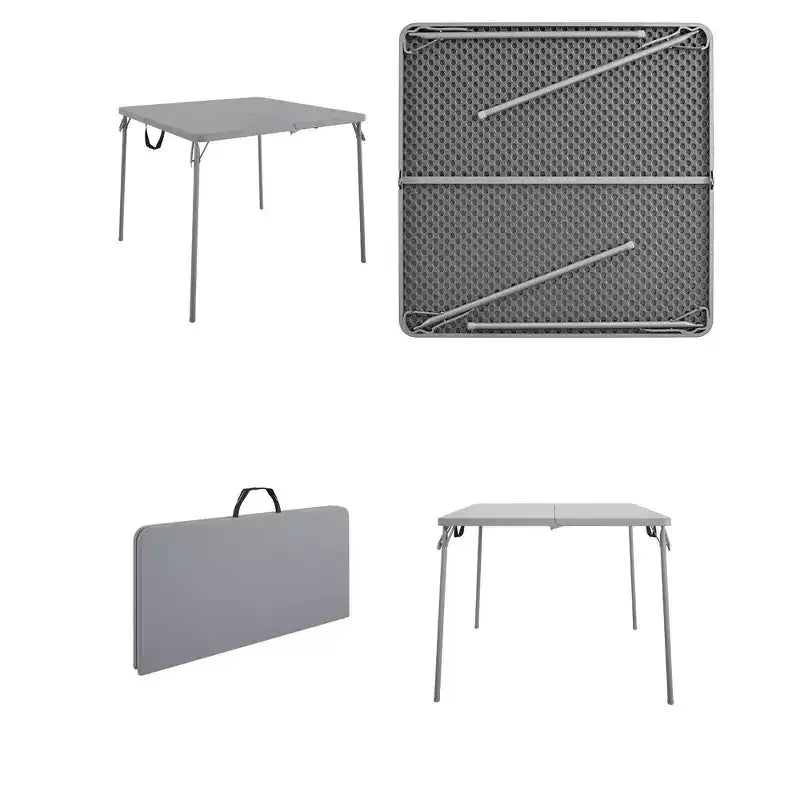 Cosco 38.5" Fold in Half Multi-Purpose Card Table with Handle Gray: Portable, Square, No Assembly Required