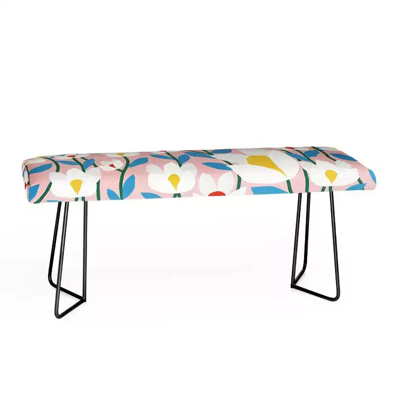 Maritza Lisa White Springs Florals Bench Pink/Black - Deny Designs
