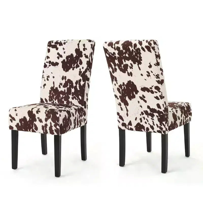 Set of 2 Pertica Contemporary Dining Chair Dark Brown - Christopher Knight Home: Upholstered, Hardwood Frame, Animal Pattern