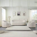 83" Osmash Sofa White Teddy Faux Shearling - Acme Furniture: Plush Upholstery, Wood Frame, Includes 2 Accent Pillows