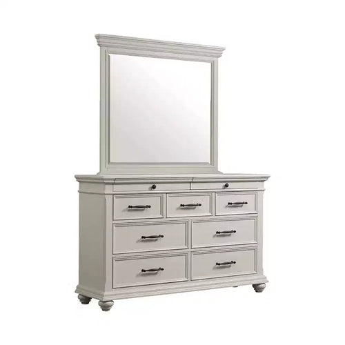 Brooks 9 Drawer Dresser with Mirror Beige - Picket House Furnishings: Transitional Style, Bun Feet, Felt-Lined