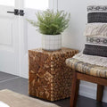 Contemporary Teak Wood Accent Stool Brown - Olivia & May: Entryway Furniture, Unupholstered Solid Design