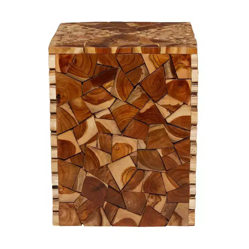 Contemporary Teak Wood Accent Stool Brown - Olivia & May: Entryway Furniture, Unupholstered Solid Design