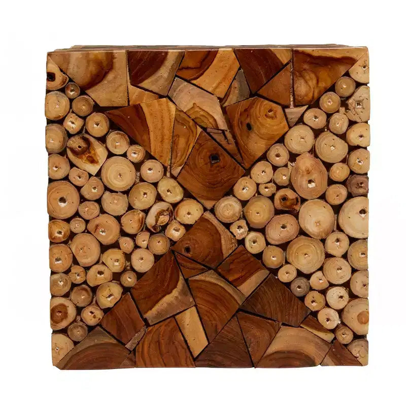 Contemporary Teak Wood Accent Stool Brown - Olivia & May: Entryway Furniture, Unupholstered Solid Design