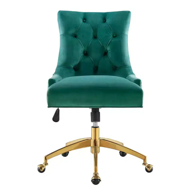 Regent Tufted Performance Velvet Office Chair Gold Teal - Modway: Swivel, Adjustable, Armless Design