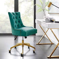 Regent Tufted Performance Velvet Office Chair Gold Teal - Modway: Swivel, Adjustable, Armless Design