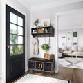 RiverRidge Home Woodbury Entryway Wall Coat Rack Storage with Hooks and Open Cubby Shelves for Hallway Weathered Woodgrain