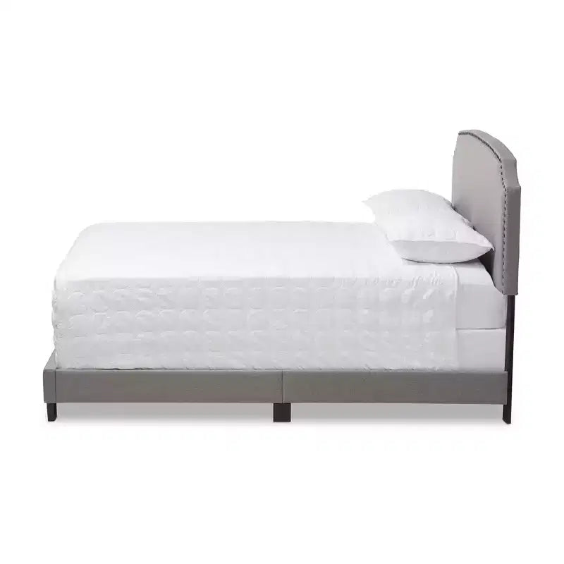 Odette Modern and Contemporary Fabric Upholstered Bed - Light Gray - Baxton Studio