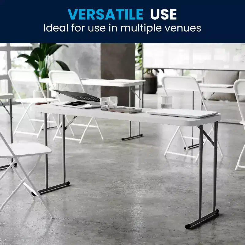 Flash Furniture 5-Foot Granite White Plastic Folding Training Table