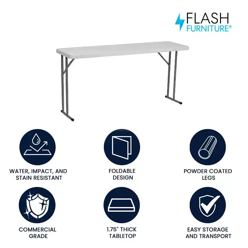 Flash Furniture 5-Foot Granite White Plastic Folding Training Table