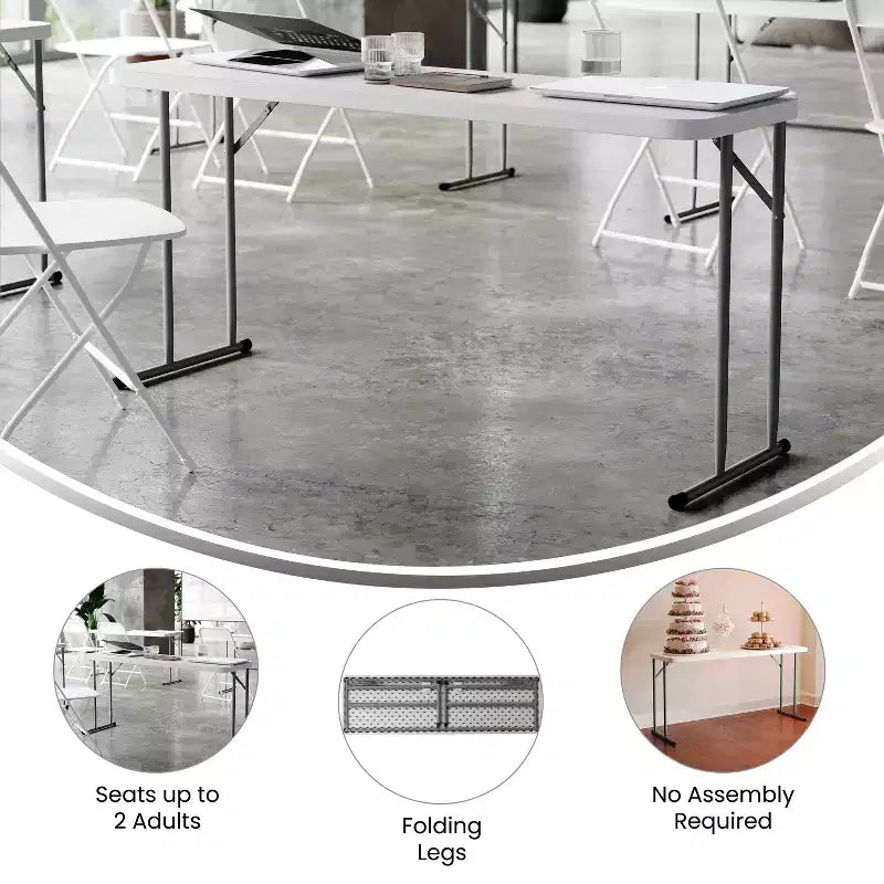 Flash Furniture 5-Foot Granite White Plastic Folding Training Table