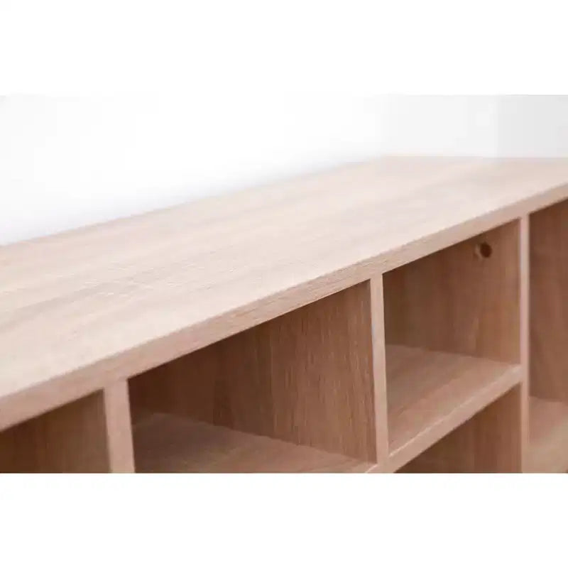 Natural Wooden Shoe Cubicle Storage Entryway Bench with Soft Cushion for Seating