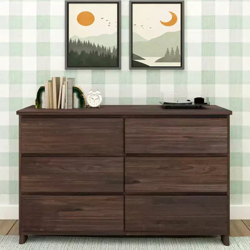 Max & Lily 6 Drawer Dresser, Storage Drawers Farmhouse Solid Wood Bedroom Dressers