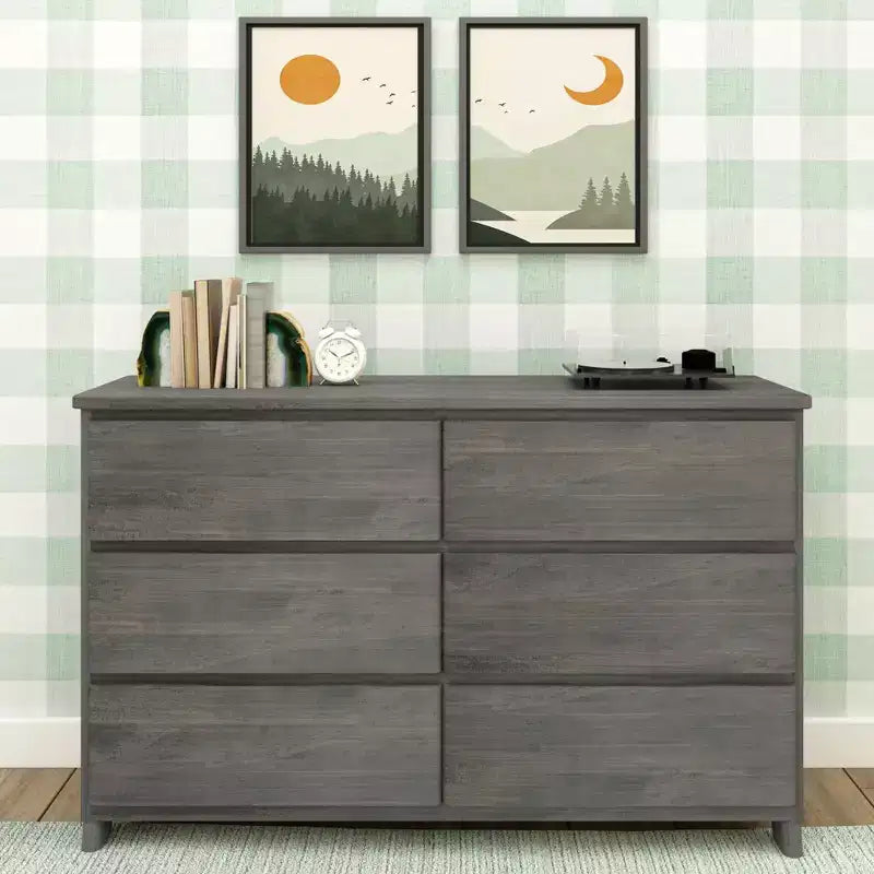 Max & Lily 6 Drawer Dresser, Storage Drawers Farmhouse Solid Wood Bedroom Dressers