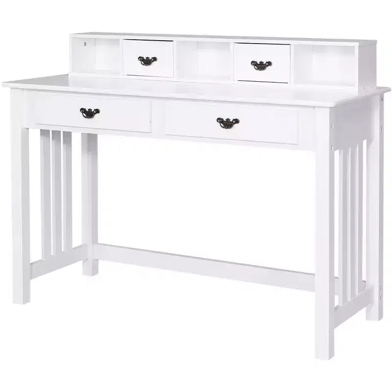 Costway Writing Desk Mission White Home Office Computer Desk 4 Drawer