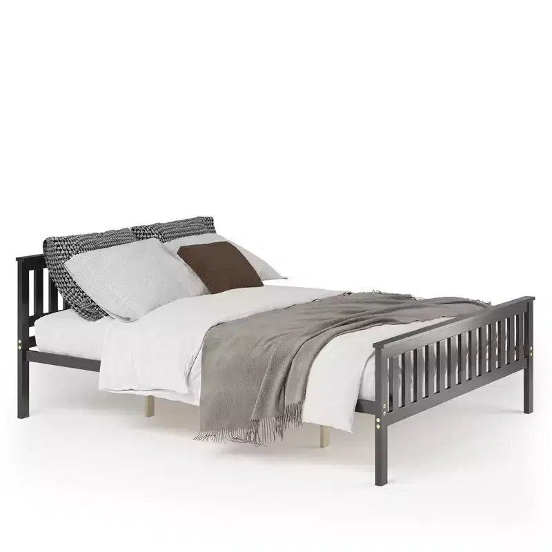 Costway Queen Wood Platform Bed with Headboard and Footboard Mattress Foundation