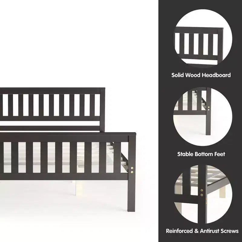 Costway Queen Wood Platform Bed with Headboard and Footboard Mattress Foundation