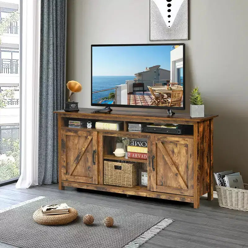 Costway 60''Industrial TV Stand Entertainment Console Center w/ Shelve & Cabinet