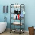 Costway 5 Tier Mesh Rolling File Utility Cart Storage Basket Home Office Kitchen Black