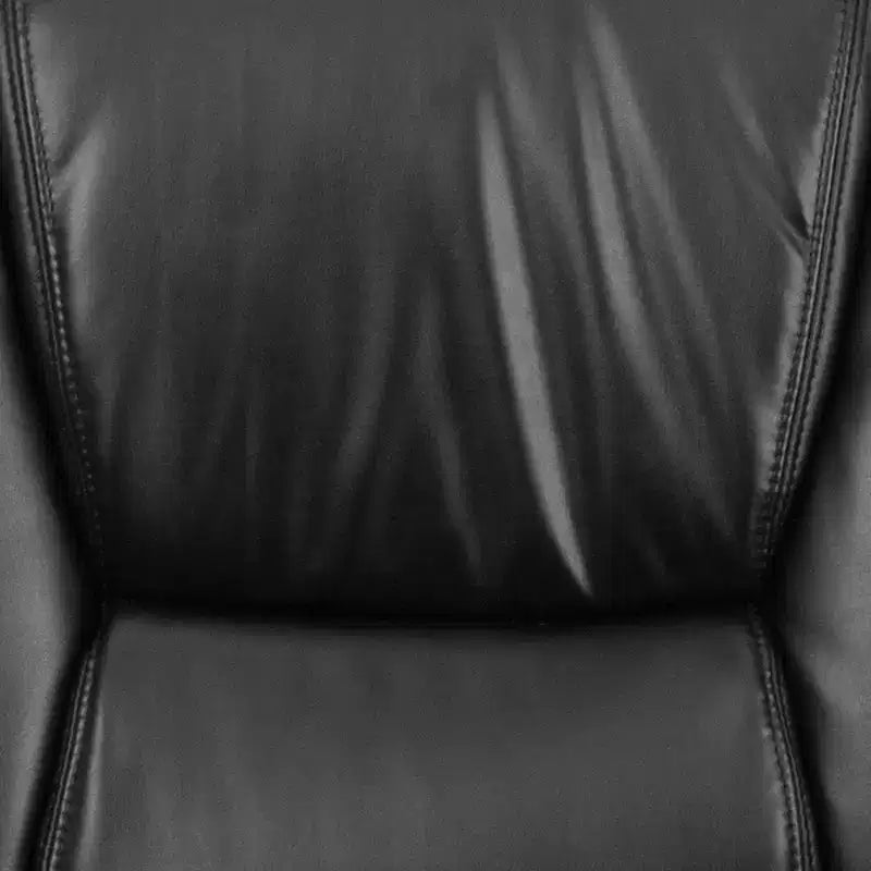 Emma and Oliver 500 lb. Big & Tall Black LeatherSoft Tufted Side Chair with Sled Base